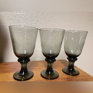 3 Smokey Water, Tea Glass, Goblets 7” Tall